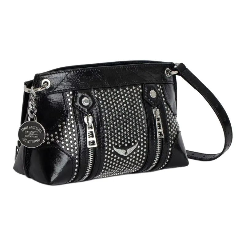 Zadig & Voltaire Calfskin Shoulder Bag, Crossbody Bag Unisex Black-2