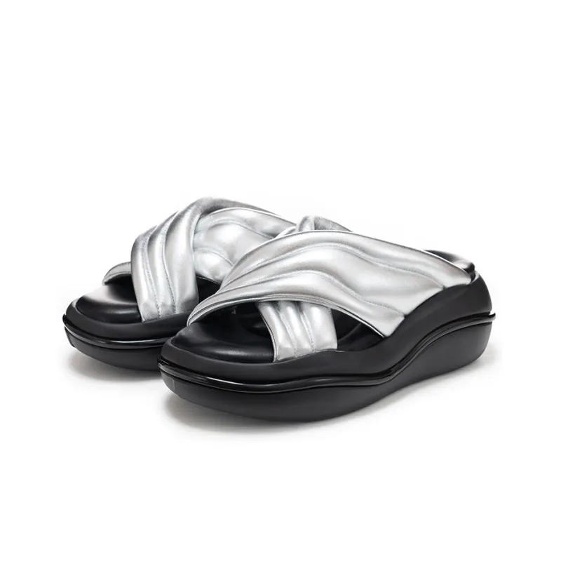 VITTORIO VENTURA Slide Slippers Women's Silver-2