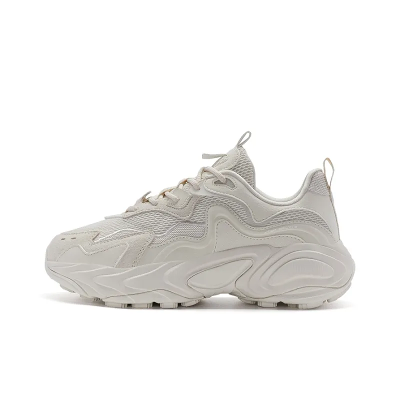 XTEP Migratory Breathable Coverage Lightweight Low-Top Casual Shoes Women's Milk Tea White-0