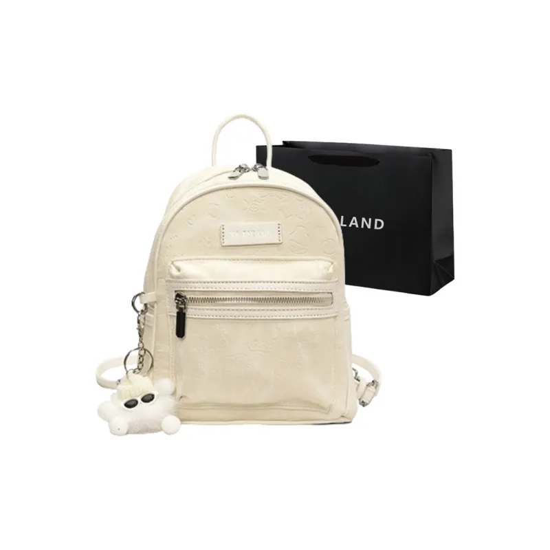 PINK·LAND PU Backpack Women's Black/Silver/Pink/White-8