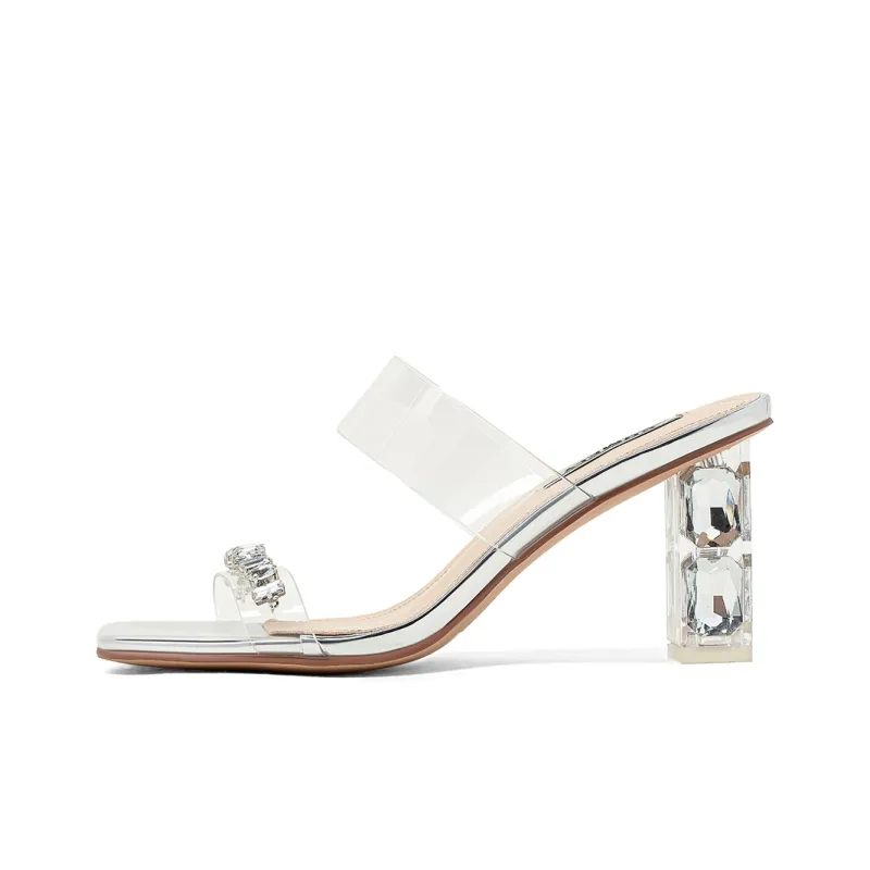 COMELY Slide Slippers Women's Silver/Transparent/Champagne-2