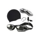 Black Swim Goggles, Swimming Cap, Nose Clips/Ear Plugs Set[Premium Eyeglass Case]