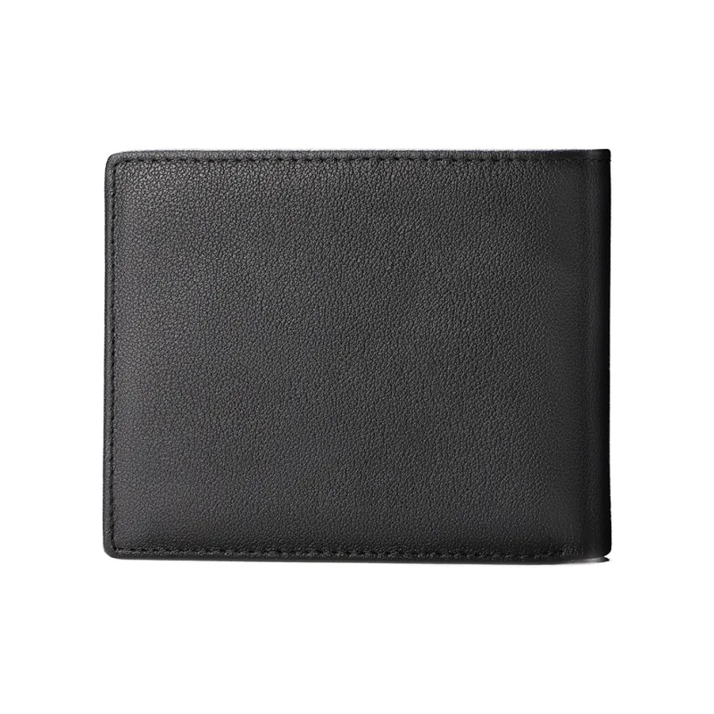 Old Man's Head Top Grain Cow Leather Cropped Wallet Men's Black-1
