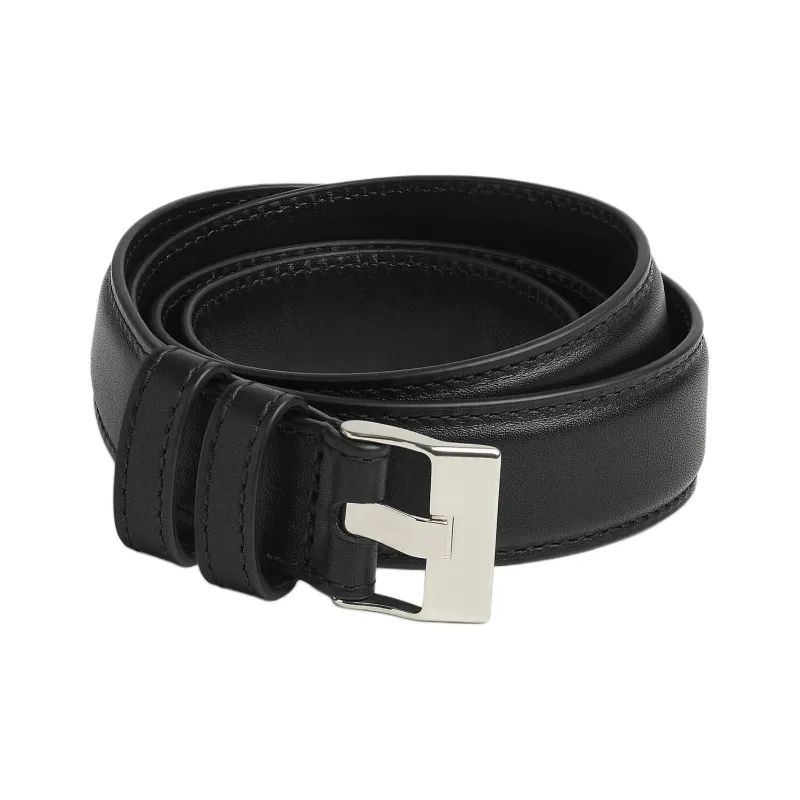 Bottega Veneta Solid Color Claw Buckle Closure Pin Buckle Cow Leather Leather Belts Women's Black Width  2.5cm-0