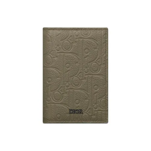 DIOR Gravity Leather Card Holder Men's Khaki