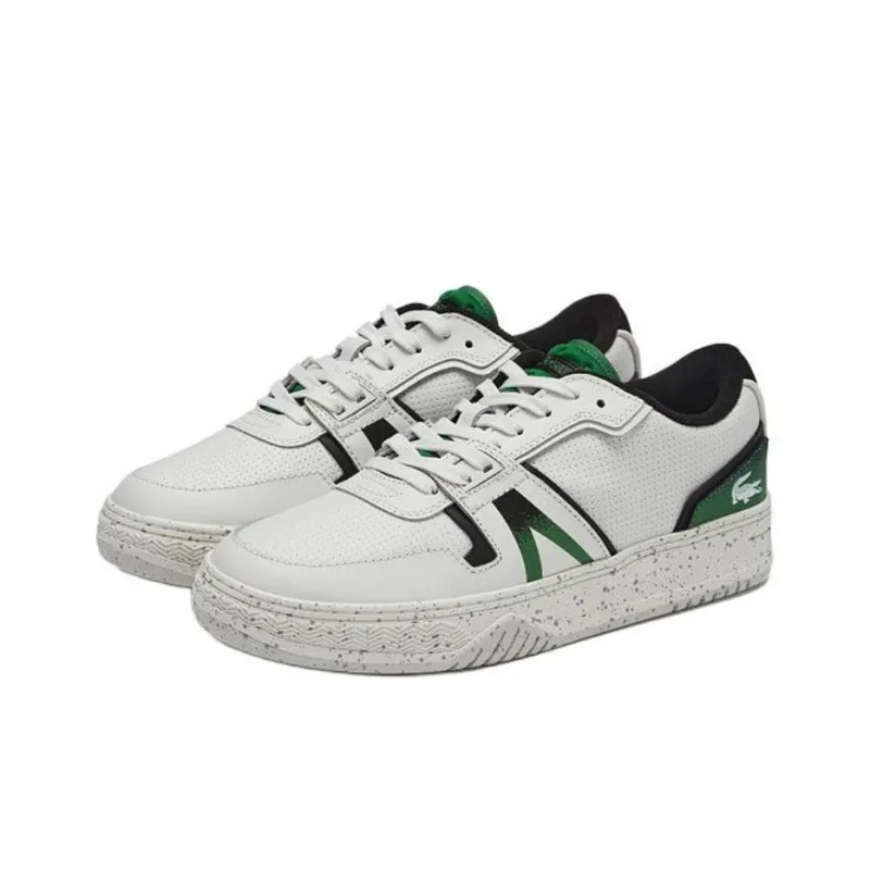 LACOSTE L001 Low-Top Skateboard Shoes Men's White Green-2