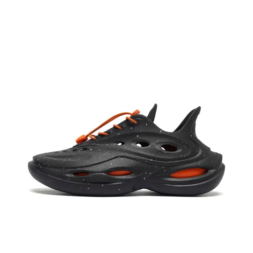 QIAODAN Clogs Men's Black Dragon Flame Orange