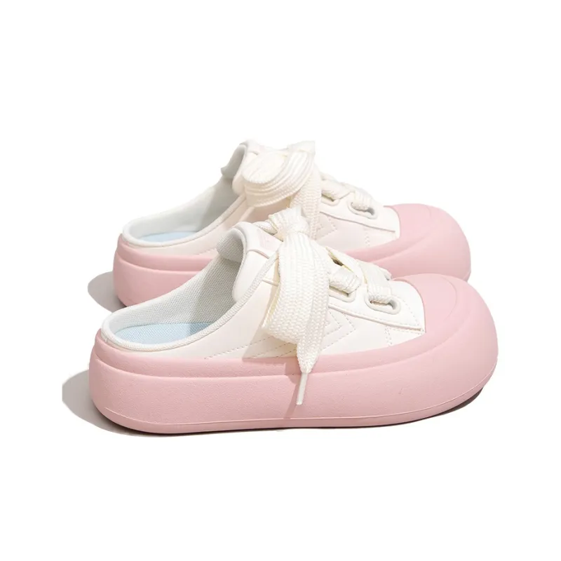 Feiyue Rubber Sole Abrasion Resistant Slip Resistant Wrap toe Slippers Women's Beige Pink-2
