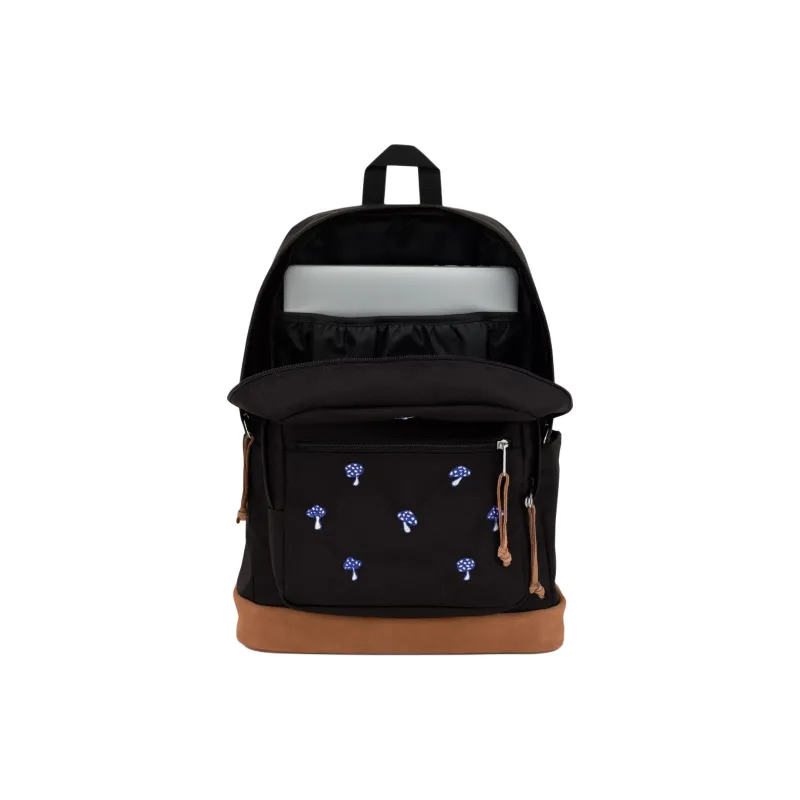 JanSport Suede Backpack Unisex Embroidered Mushroom Black-1