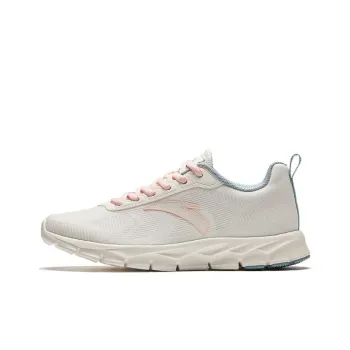 Anta Cushioning Slip Resistant Low Top Casual Running Shoes Women's White Pink Cyan