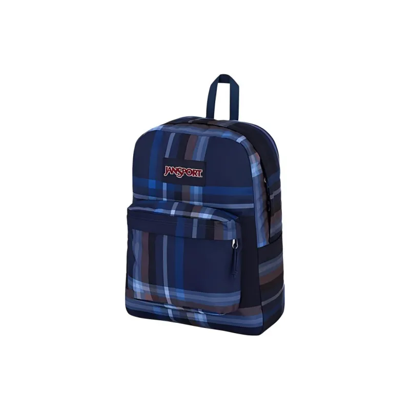 JanSport Recycled Polyester Backpack Unisex Plaid Marine Blue-1
