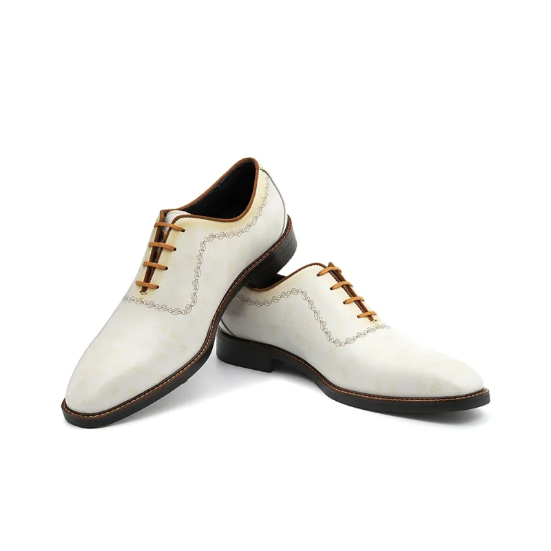 ASTON M.JAZZ Dress Shoes Men Low Top White/Brown-3