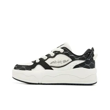 QIAODAN Cheese Shoes Slip-Resistant Balanced Lightweight Low-Top Skateboard Shoes Women's Ivory Black