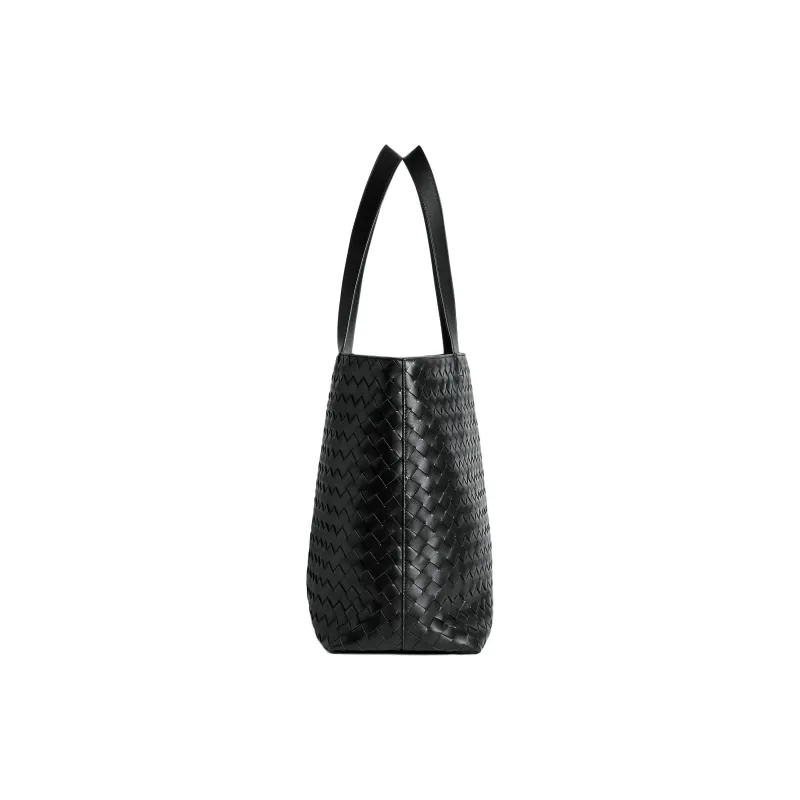 Bottega Veneta Calfskin Tote Bag Shopping Bag Handbag Large Size Men's Black-1