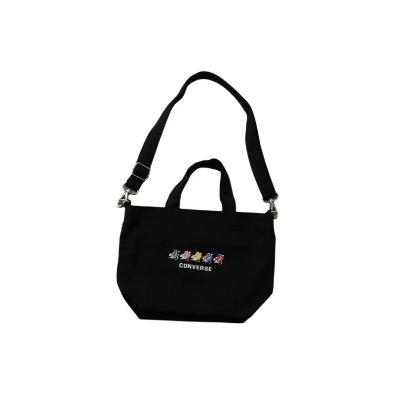 Converse Polyester With Cotton Tote Bag Shopping Bag Shoulder Bag Handbag Unisex Black/White-1