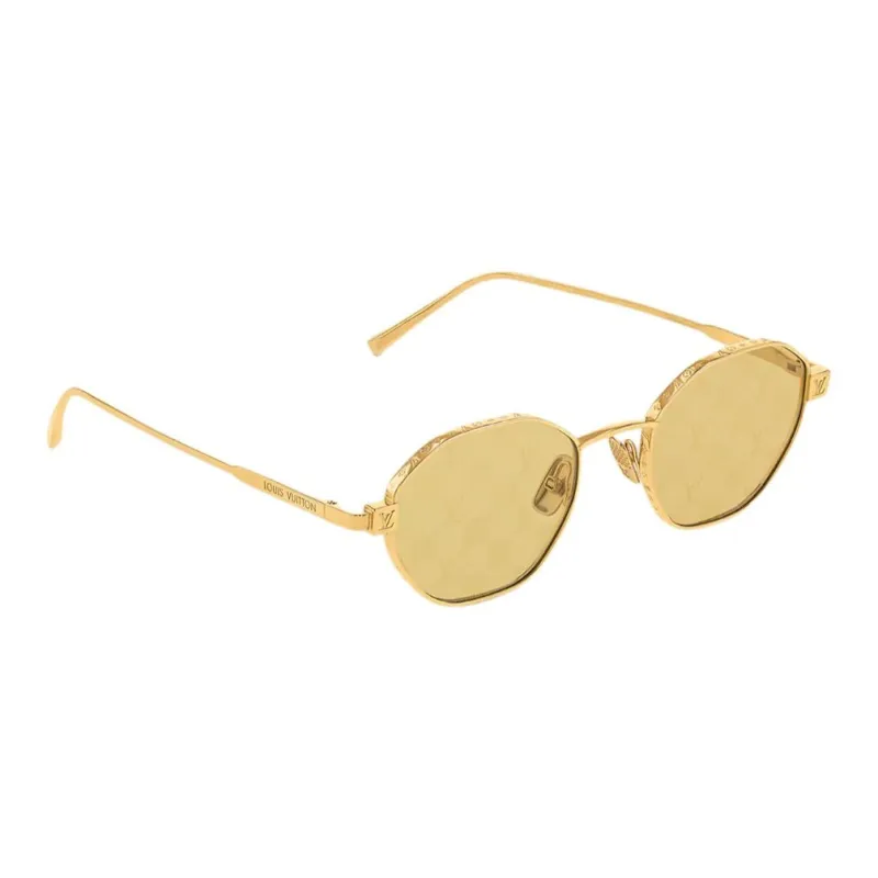 LOUIS VUITTON Metal Irregular Shape Sunglasses Men's Gold-1