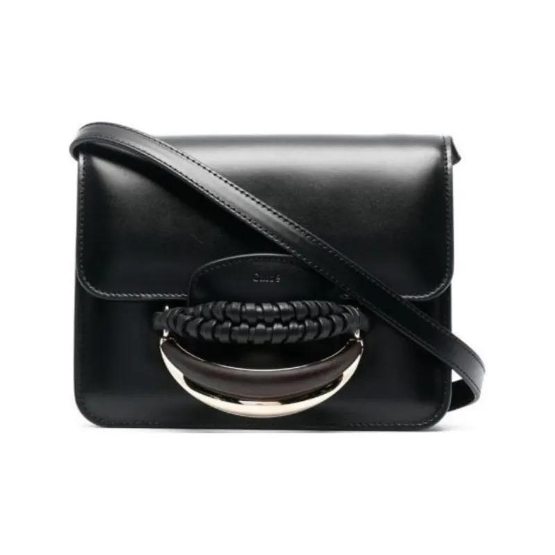 Chloe Cow Leather Crossbody Bag Shoulder Bag Women's Black-0