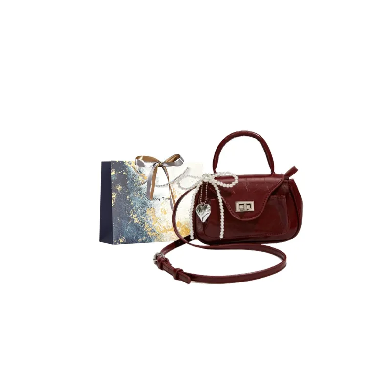 Iman's House Pu Shoulder Bag Crossbody Bag Small Size Silver/Cherry Red/Ecru/Black-5