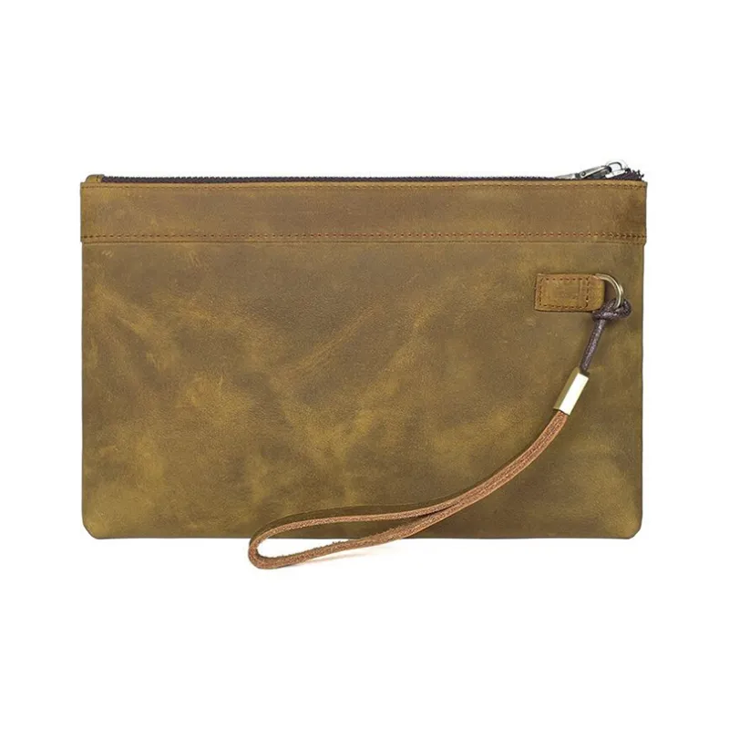 DOSRFINI Top Grain Cow Leather Clutch Men's Dark Brown/Light Brown-5