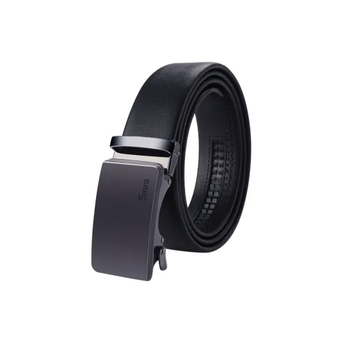 15 MINS Cow Split Leather Belts Men's Black Width  3.5cm