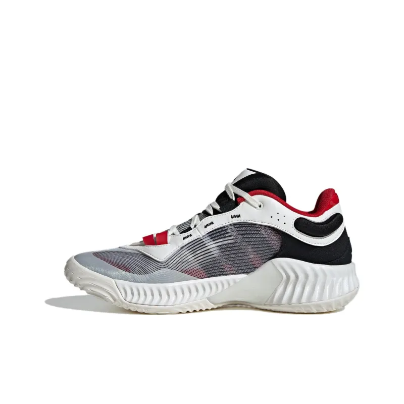 Adidas PRO VENTILATE LOW Cushioning Anti Slip And Wear Resistant Low Top Basketball Shoes Unisex White Black Red-0