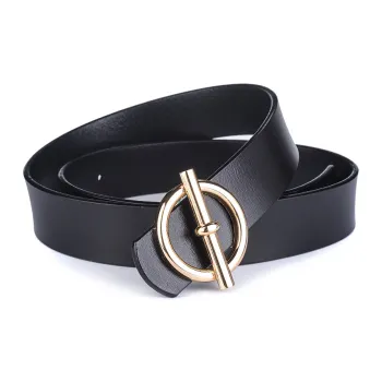 PISHUSHU Korean Style Smooth Buckle Cow Leather Leather Belts Women's 4 Colors Available For Selection Width 2.8cm