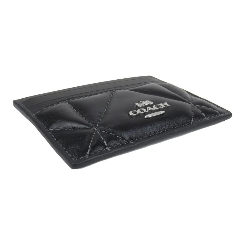 COACH Card Case Quilting Leather Card Clip Card Holder Regular Women's Black-2