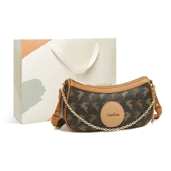 15 MINS PVC Advanced Moon Phase Bag Fashion Shoulder Bag Versatile Crossbody Bag Women's Coffee/Ecru