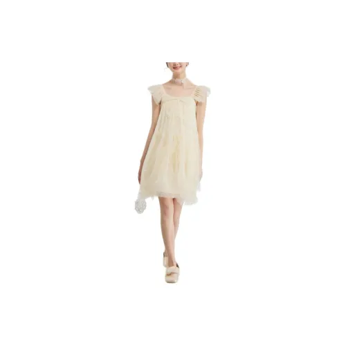 ZIHAN Short-Sleeved Dresses Women's Rice Gold