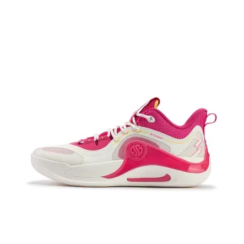 361° Zen TEAM Beetroot Latte Cushioning Anti Slip And Wear Resistant Low Top Basketball Shoes Men's White Red