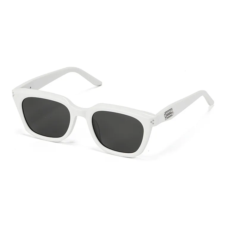PLASTIC BRAIN Plate Frame Square Sunglasses Unisex White-5