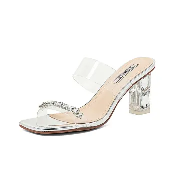 COMELY Slide Slippers Women's Silver/Transparent/Champagne