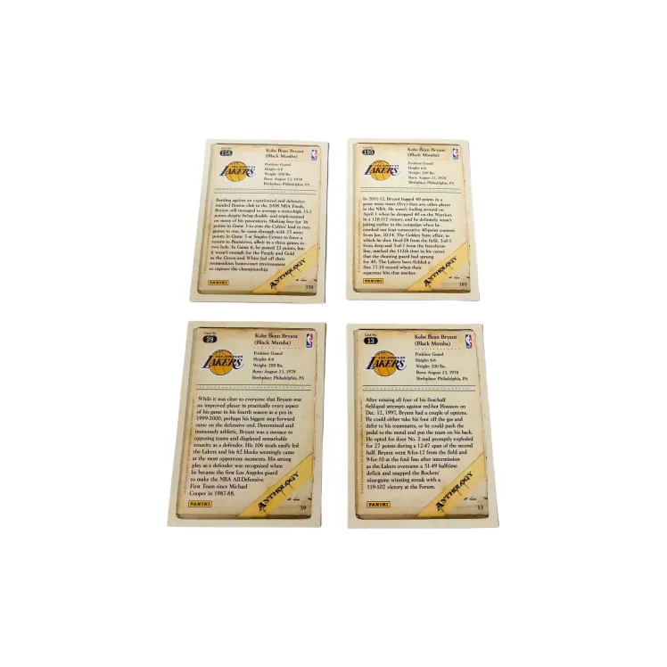 PANINI NBA Star Character, Kobe Bryant 2012 Lakers, Player Card, Card Product Access Sports Cards 4 Pcs-1