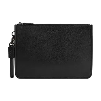 COACH Charter Cow Leather Clutch Large Size Men's Black