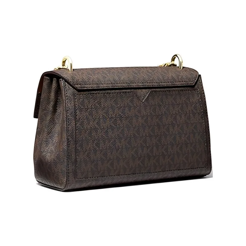 MICHAEL KORS Lita Canvas Shoulder Bag Crossbody Bag Medium Size Women's Black Brown-1