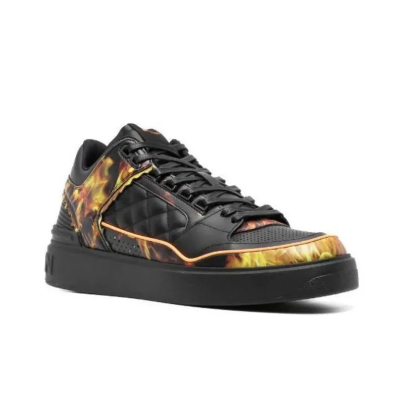 BALMAIN B Court Flame print Leather Sneakers-2