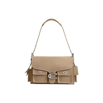COACH CargoSoft Tabby Grain Leather Biker Bag Shoulder Bag, Handbag Medium Size Women's Khaki