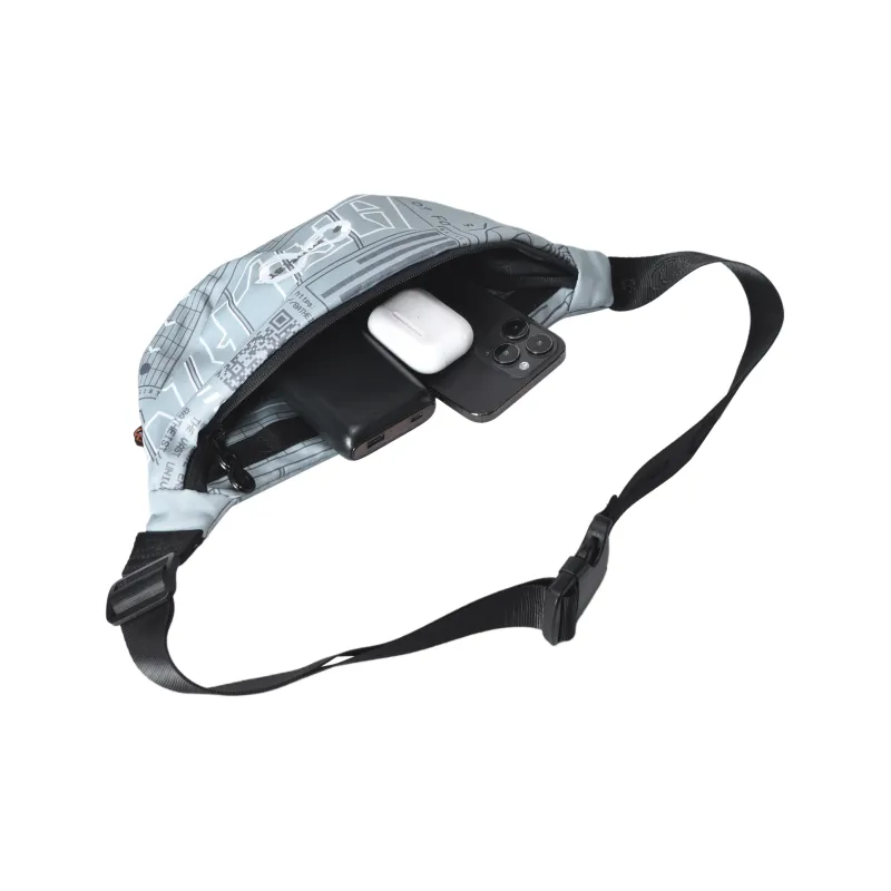 8atheist Polyester Shoulder Bag, Fanny Pack, Sling Bag Regular Unisex Light Gray Green-4
