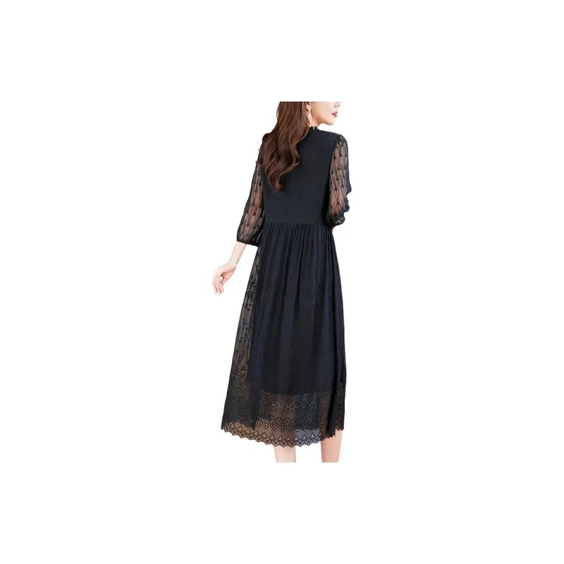 To The West Long Sleeved Dresses Women's Black-3