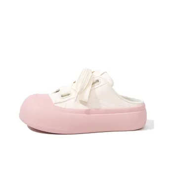 Feiyue Rubber Sole Abrasion Resistant Slip Resistant Wrap toe Slippers Women's Beige Pink