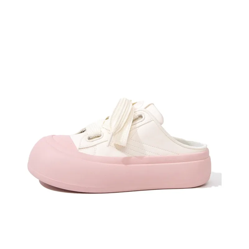 Feiyue Rubber Sole Abrasion Resistant Slip Resistant Wrap toe Slippers Women's Beige Pink-0
