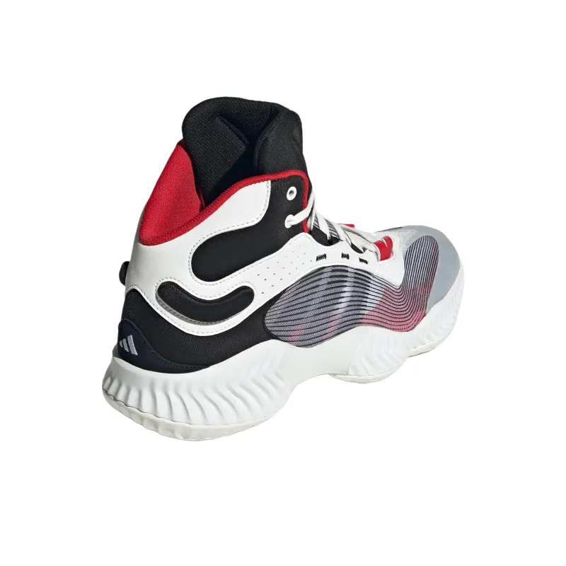 Adidas Cushioning Wear Resistant Mid Top Basketball Shoes Unisex White Red-3