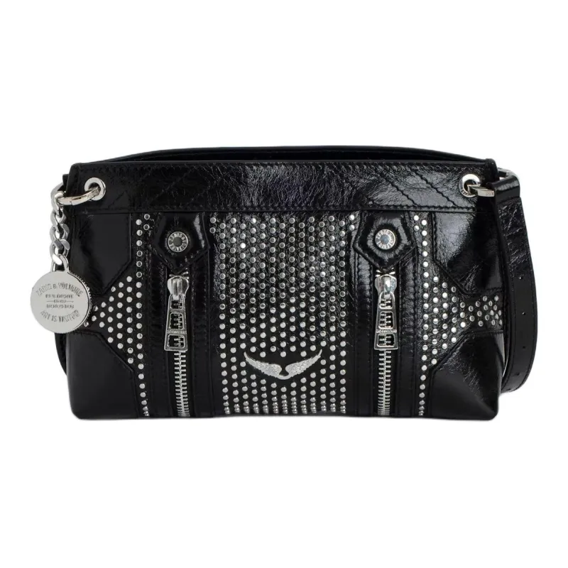 Zadig & Voltaire Calfskin Shoulder Bag, Crossbody Bag Unisex Black-0