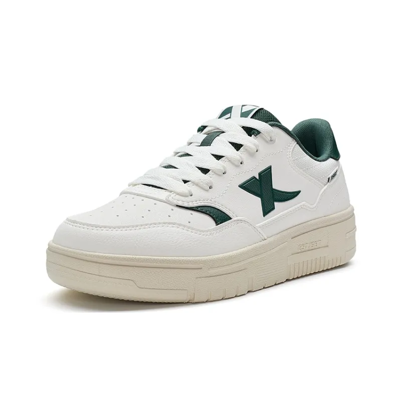 XTEP Air Force 1 2.0 Coverage Abrasion Resistant Lightweight Low Top Skateboard Shoes Men's Canvas White/Forest Green-2