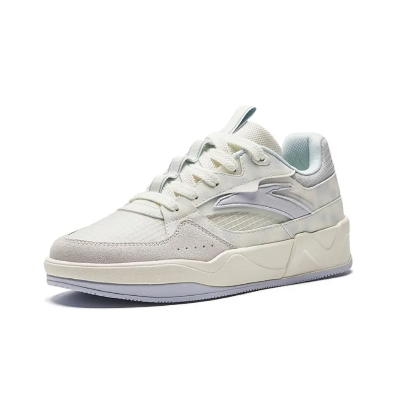 Anta Anti-Slip Wear-Resistant Low-Top Skateboard Shoes Women's White Purple Blue-1