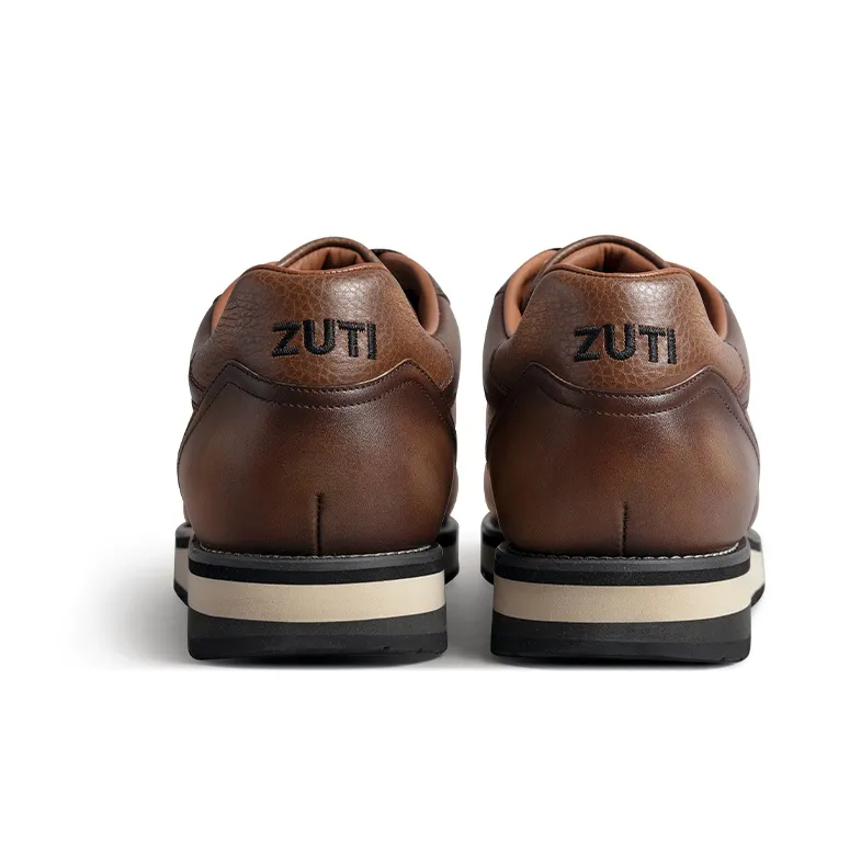 Zuti Vintage Casual Trainer Shoes Low Top Skateboard Shoes Men's Dark Brown-3