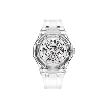 RONMAR Automatic Mechanical Movement Silicone Strap Watch Men's Watches Cut Out Dial