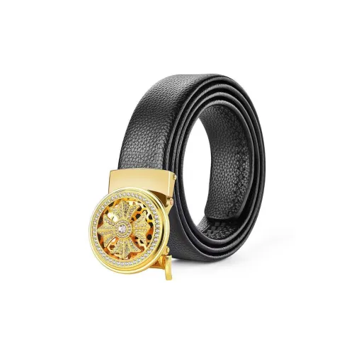 JONNY MOORE Time Luck Automatic Buckle Casual Business Cow Leather Leather Belts Men's 3.5cm