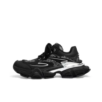 CINDY C ERIC Height Increasing Mid-Top Chunky Sneakers Women's Black
