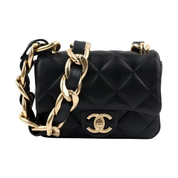 CHANEL Lambskin Flap Bag, Crossbody Bag, Shoulder Bag Women's Black